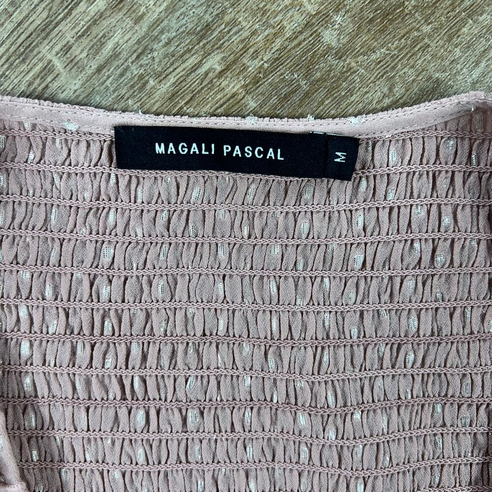 Magali Pascal Pink Shimmery Flowy Top Ruffle Sleeves - Picture 4 of 5